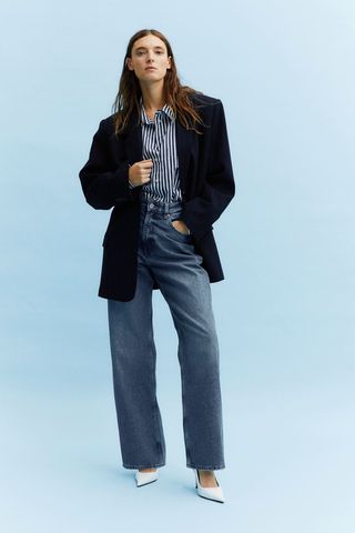H&M + Oversized Pinstriped Blazer