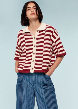 Whistles + Crochet Stepped Stripe Shirt