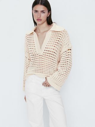 Massimo Dutti + Crochet Polo Sweater