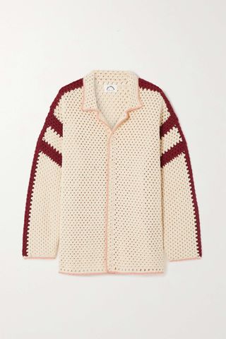The Upside + Malia Oversized Striped Crocheted Cotton Shirt
