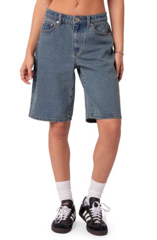 Edikted + Oversize Low Rise Denim Bermuda Shorts