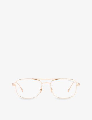 Tom Ford + Private Collection Aviator-Frame Metal Optical Glasses