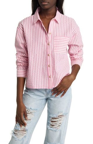 Bp. + Stripe Cotton Blend Seersucker Shirt