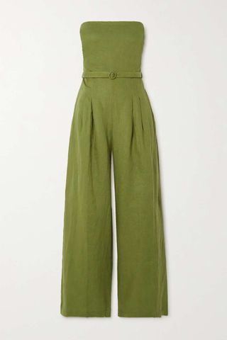 Faithfull the Brand + Alegrias Strapless Belted Linen Jumpsuit