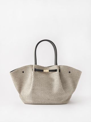 Demellier + New York Woven and Leather Tote Bag