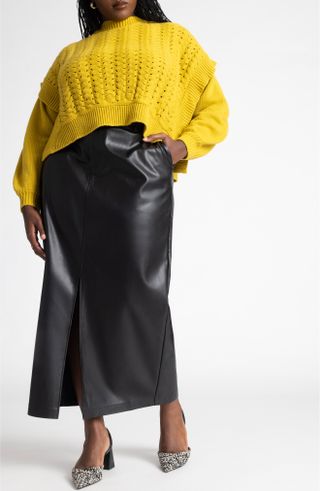 Eloquii + High Waist Faux Leather Maxi Skirt