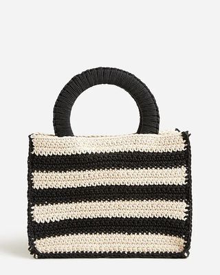 J.Crew + Hand-Crocheted Rectangle Bag in Stripe