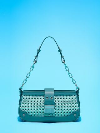 Charles & Keith + Turquoise Winslet Woven Belted Shoulder Bag | Charles & Keith