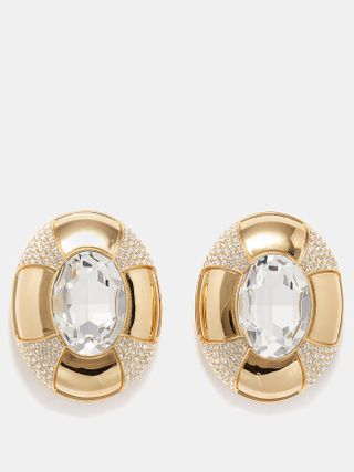Saint Laurent + Saharienne Crystal-Embellished Clip Earrings