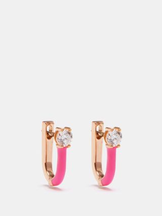 Melissa Kaye + Aria U Diamond, Enamel & 18kt Rose-Gold Earrings