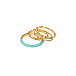Orelia + Turquoise Enamel Ring Pack