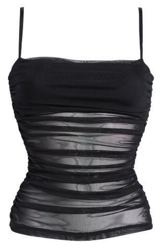 Open Edit + Ruched Mesh Camisole