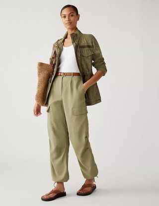 M&S Collection + Modal Rich Cargo Wide Leg Trousers