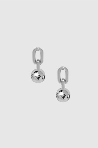 Anine Bing + Link Ball Drop Earrings in Silver