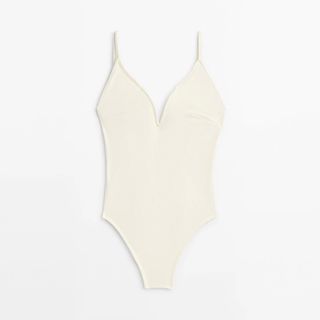 Massimo Dutti + Plain V-Neck Swimsuit