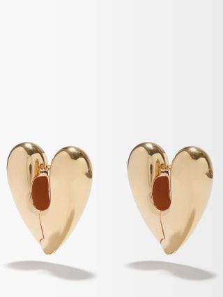 Annika Inez + Heart Large Gold-Filled Sterling-Silver Earrings