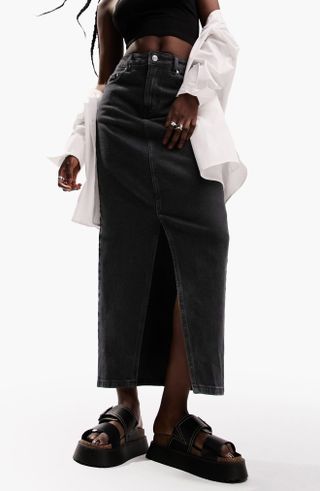 ASOS Design + Denim Midi Skirt
