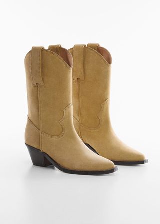 Mango + Cowboy-Style Leather Ankle Boots