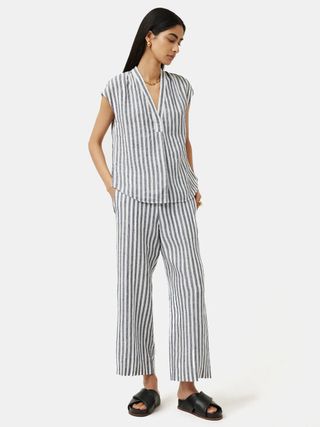 Jigsaw + Linen Stripe Palazzo Trousers