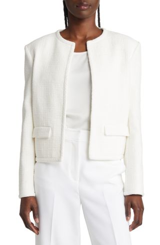 Theory + Cotton Blend Crop Tweed Jacket