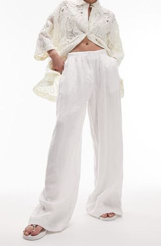 Topshop + Wide Leg Linen Trousers