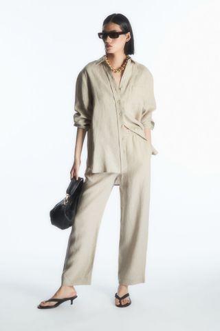 COS + Barrel-Leg Linen Pants