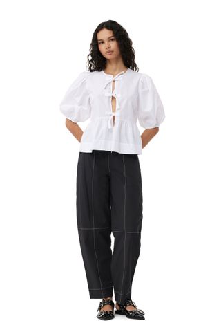 Ganni + Cotton Poplin Blouse