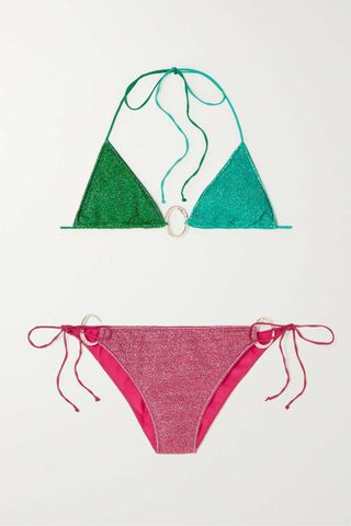 Oséree + Lumière O Gem Metallic Triangle Halterneck Bikini