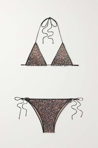 Oséree + Netquins Sequined Crocheted Triangle Bikini