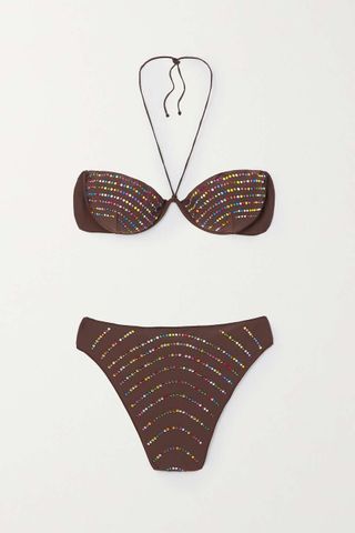 Oséree + Gem Crystal-Embellished Halterneck Bikini