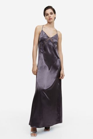 H&M + Lace-Detail Satin Slip Dress