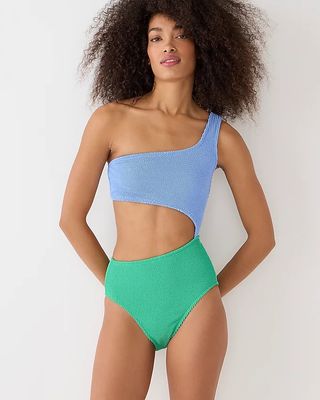 J. Crew + Textured One-Piece Swimsuit with Cutouts