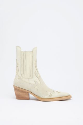 Warehouse + Suede Contrast Ankle Western Boot