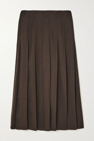 Beare Park + Pleated Wool Maxi Skirt