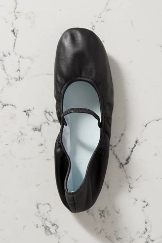Reformation + + Net Sustain Buffy Gathered Leather Ballet Flats
