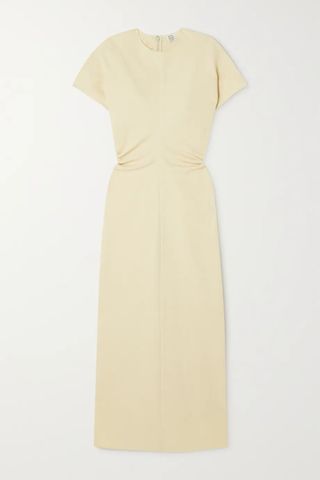 Totême + Gathered Linen-Blend Maxi Dress