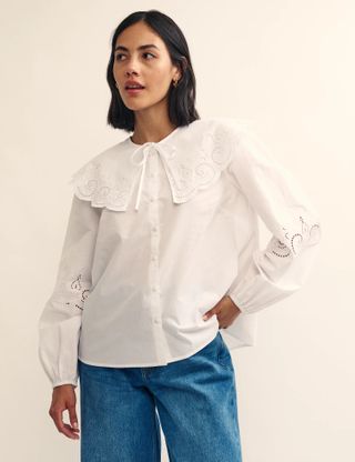 Nobody's Child + Organic Cotton Broderie Collared Blouse