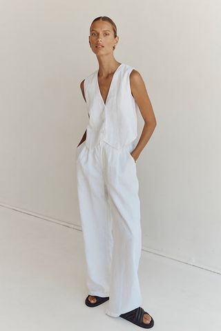 Dissh + Norah White Linen Pant - 2 / White