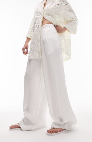 Topshop + Wide Leg Linen Trousers