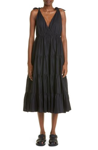 Merlette + Flor Tiered Cotton Voile Midi Dress