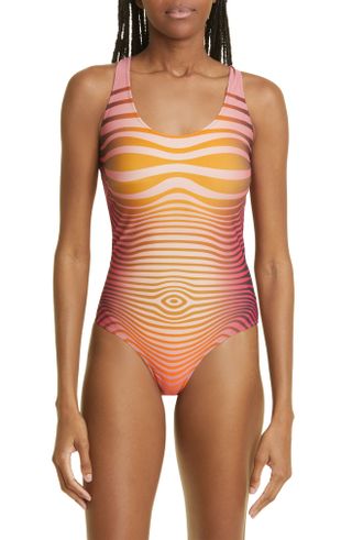 Jean Paul Gaultier + Morphing Stripe One-Piece Swimsuit