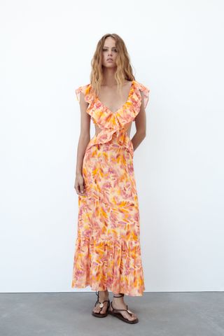 Zara + Midi Dress With Ruffles