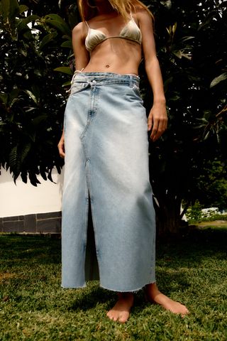 Zara + TRF Long Denim Skirt