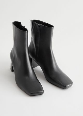 & Other Stories + Squared Toe Leather Boots