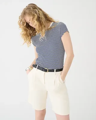 J.Crew + Vintage Rib Fitted Cap-Sleeve T-Shirt in Stripe