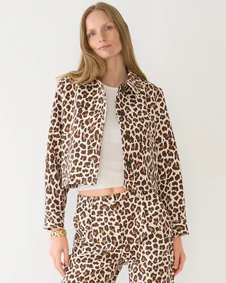 J.Crew + Collection cropped lady trench coat in leopard print