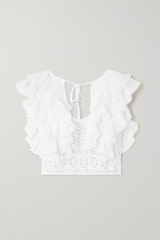 Charo Ruiz + Nico Cropped Open-Back Broderie Anglaise Top