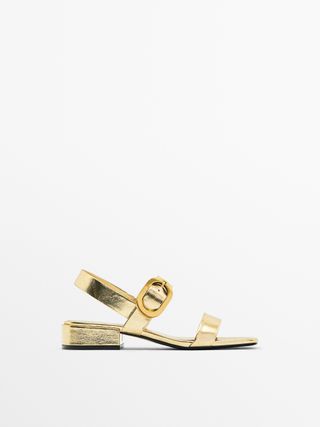 Massimo Dutti + Leather High-Heel Sandals With Buckle Detail