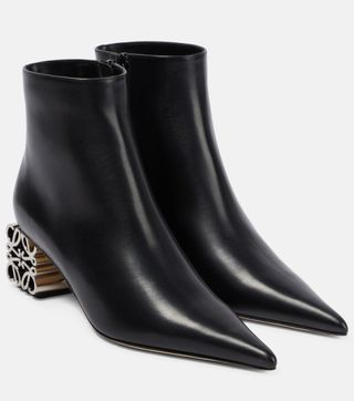 Loewe + Anagram Leather Ankle Boots