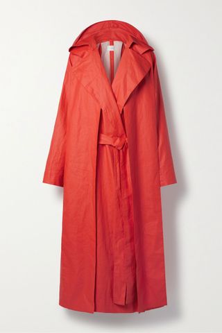 The Row + Badva Hooded Coated Linen-Blend Trench Coat